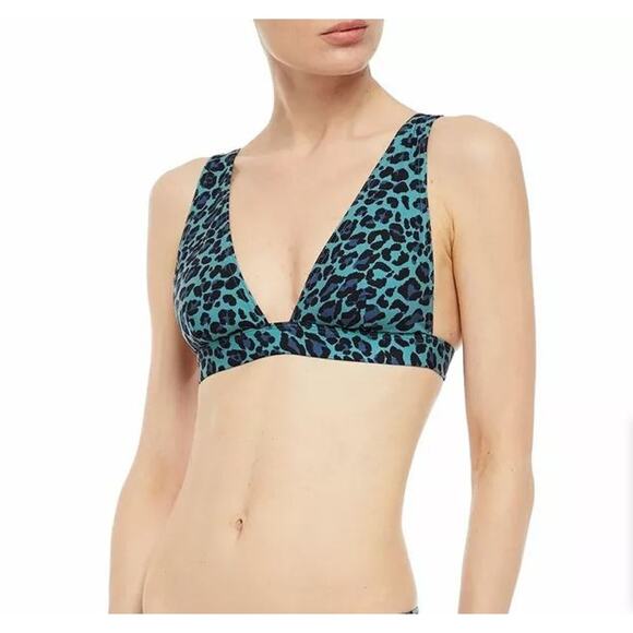 Zimmermann Teal Leopard Bikini Top NWT Size 0 / US 2-4 XS